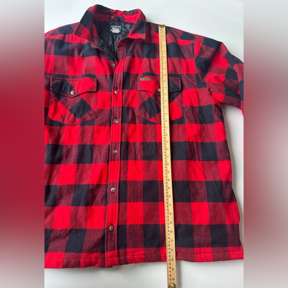 Vintage Gander Mountain Men’s 3XL Red Black Plaid Lined Flannel Jacket Outdoor - Picture 5 of 6